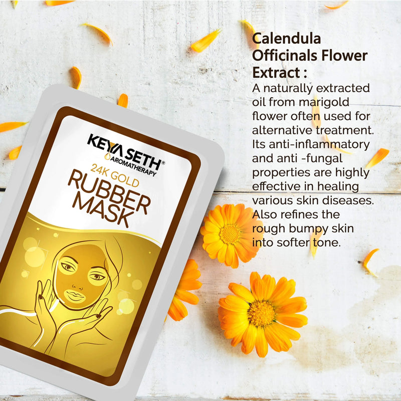 Free 24K Gold Rubber Facial Mask for Brightening & Whitening Enriched with Aloe Vera & Chamomile Extract - Keya Seth Aromatherapy