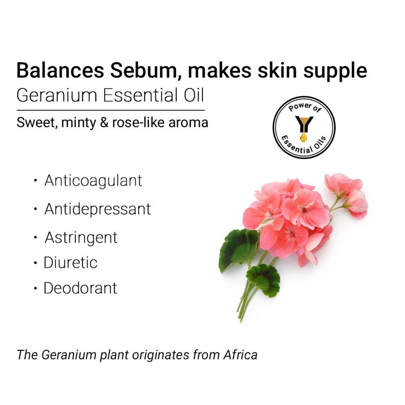 Geranium Essential Oil, Therapeutic, Pure & Natural, Balances Sebum, Increases Collagen & Blood Flow, Breast Toner & Regulates Hormone 10ml - Keya Seth Aromatherapy