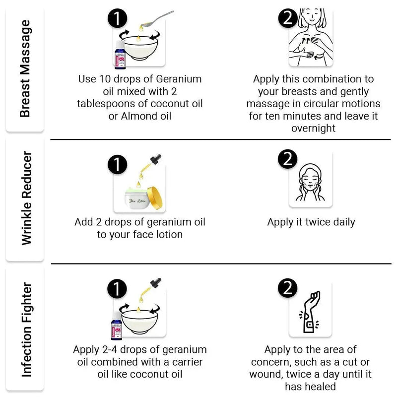 Geranium Essential Oil, Therapeutic, Pure & Natural, Balances Sebum, Increases Collagen & Blood Flow, Breast Toner & Regulates Hormone 10ml - Keya Seth Aromatherapy