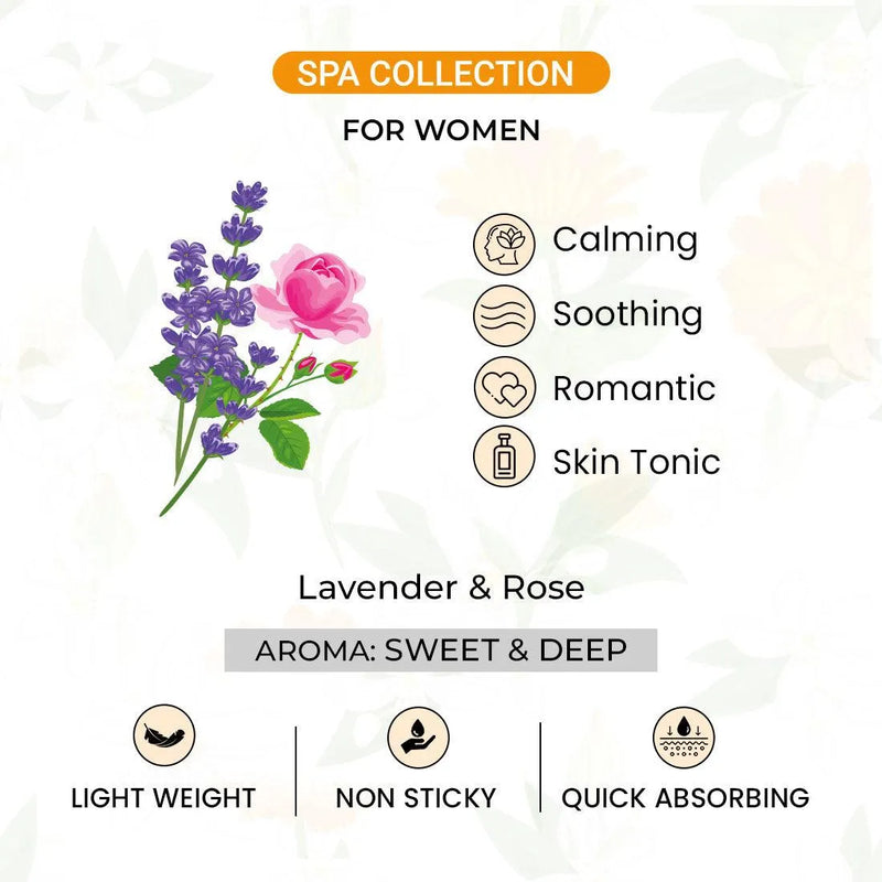 Lavender & Rose Body Massage Oil, for Women Calming, Soothing, Romantic,Skin Tonic with Sweet & Deep Aroma - Keya Seth Aromatherapy