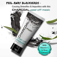 Charcoal Peel Off Mask-Blackhead & Dead Skin Removal, Tightens Pores, Deeply Cleanses  with Vitamin C, Rose Extract & Activated Charcoal  - Keya Seth Aromatherapy