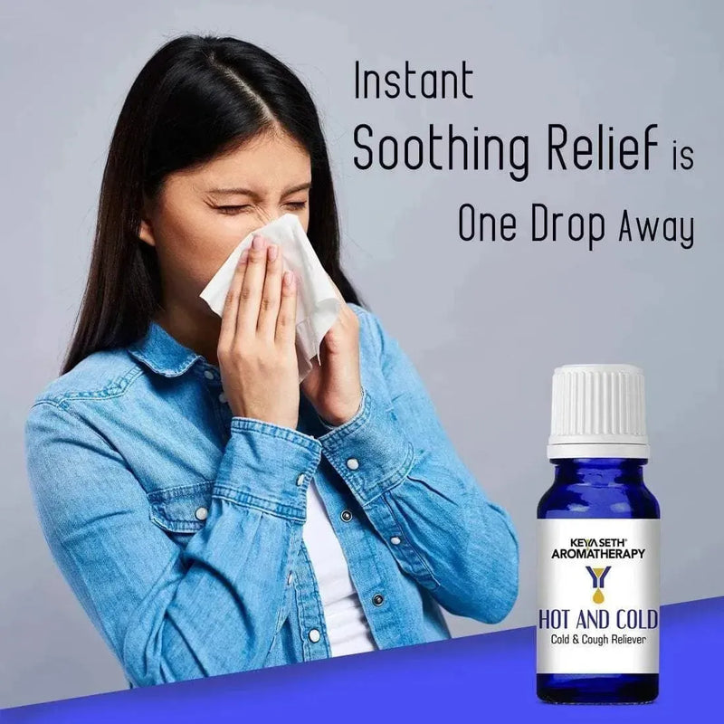 Hot and Cold-Congestion Reliever Steam Inhaler- Prevents Cold and Cough, Flu - Natural Therapeutic Essential Oil Blend Eucalyptus & Peppermint