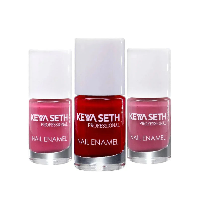 Crimson + Soothing Pink + Lady Like Long Wear Nail Enamel Enriched with Vitamin E & Argan Oil - Keya Seth Aromatherapy