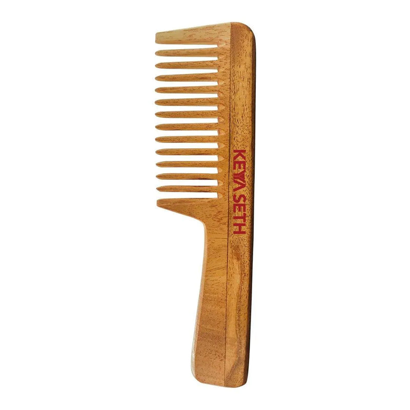 Neem Wooden Comb Wide Tooth with Handel All Purpose Large Size Perfect Hair Setter - Keya Seth Aromatherapy