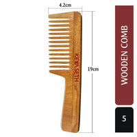 Neem Wooden Comb Wide Tooth with Handel All Purpose Large Size Perfect Hair Setter - Keya Seth Aromatherapy