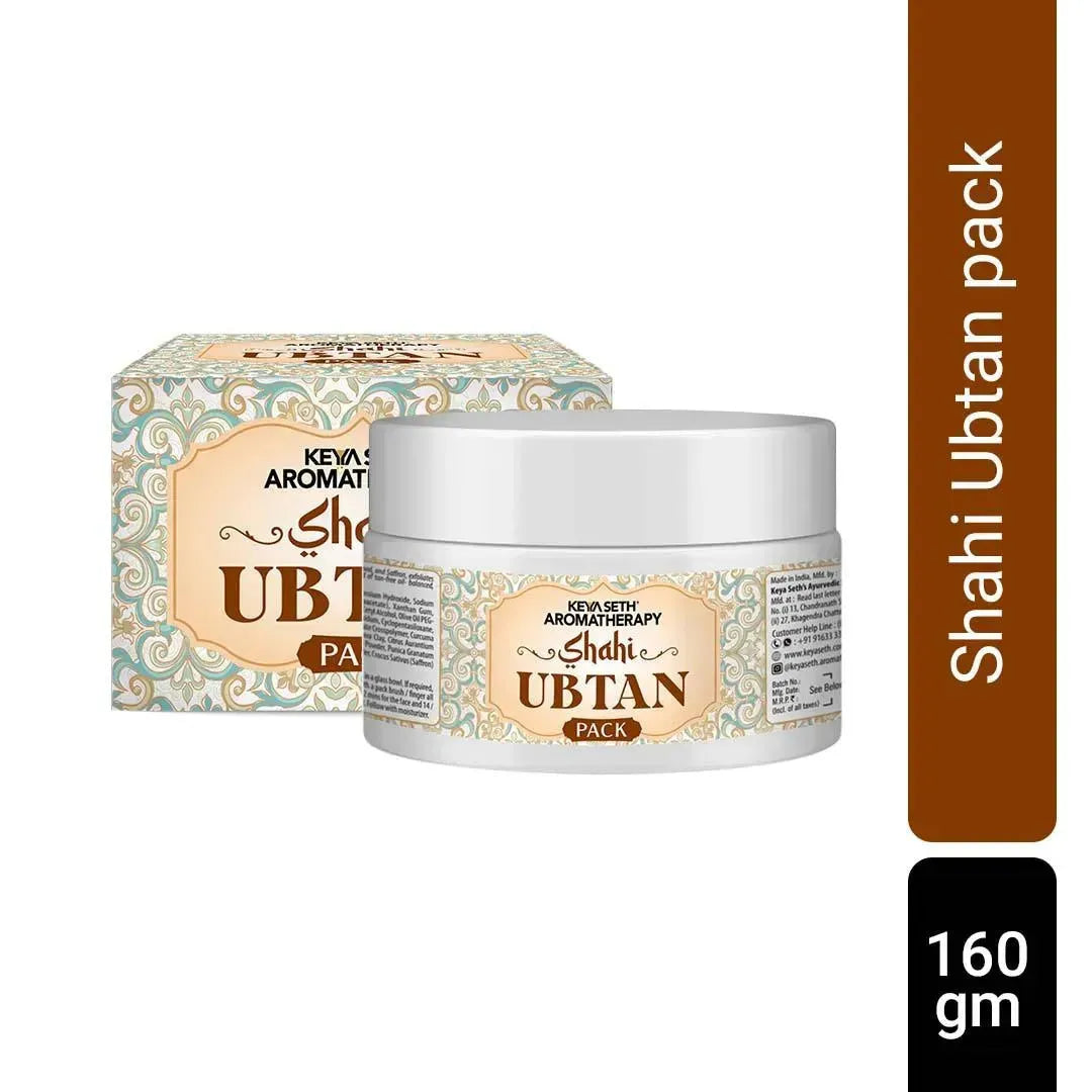 Shahi Ubtan Pack, Moroccan Clay, Glowing, De Tan with Turmeric, Sandalwood, Saffron, Rose, Orange for All Skin Types 160gm - Keya Seth Aromatherapy