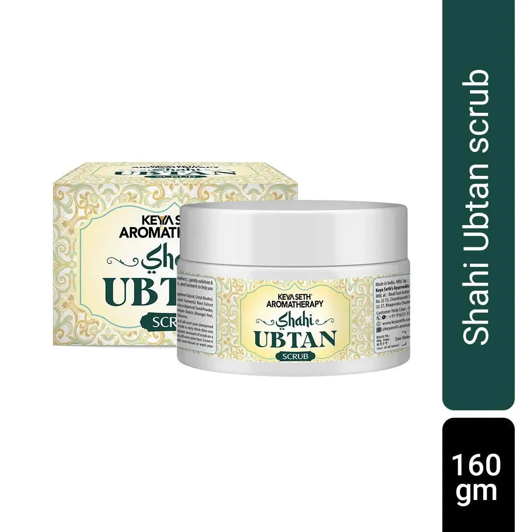 Shahi Ubtan Scrub, Natural Exfoliation Orange Peel, Apricot Seed & Turmeric Protection, Tan Removal, Cell Renewal Glowing Face & Body, All Skin Types - Keya Seth Aromatherapy