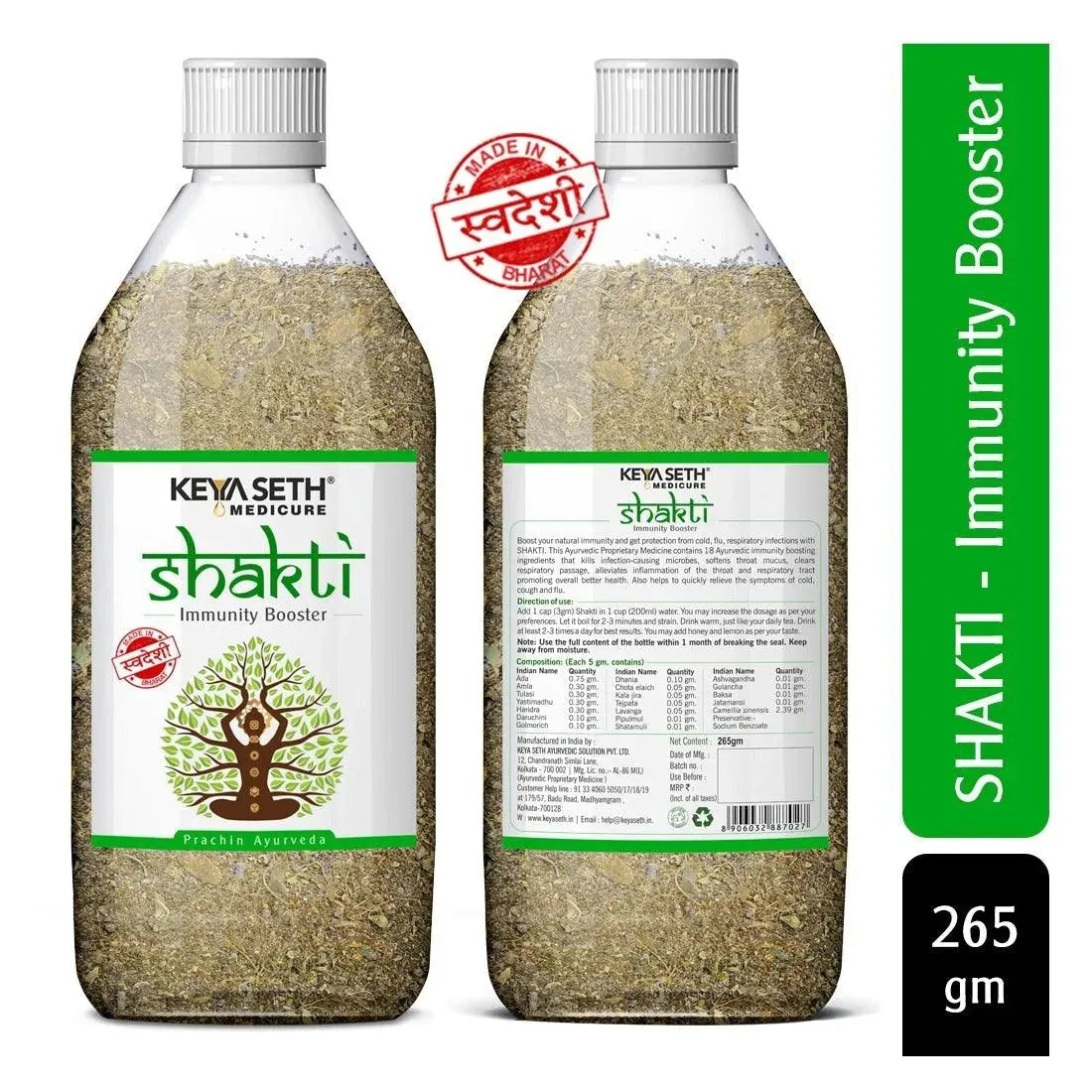 Shakti - Ayush Kadha Powder for Immunity Enriched with 18 Ayurvedic Herbs & Tea-Immunity Boosters for Adults & Kids - Instant Relief from Cold & Cough - Keya Seth Aromatherapy